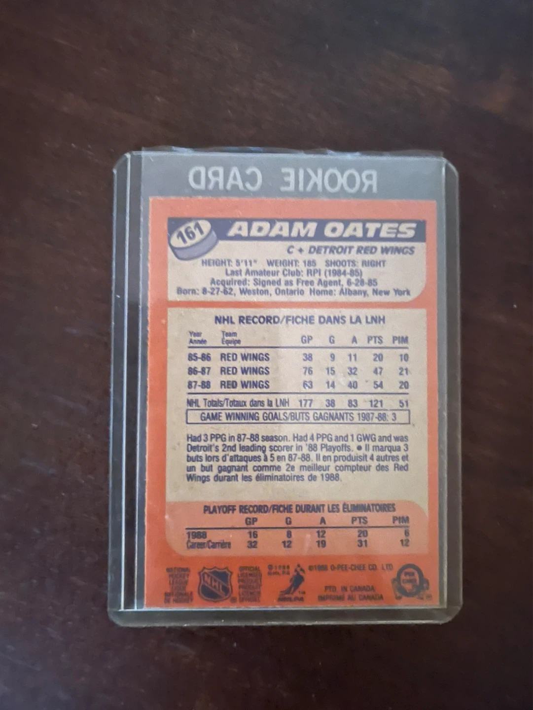 1988 O-Pee-Chee Adam Oates Rookie Card - photo 2