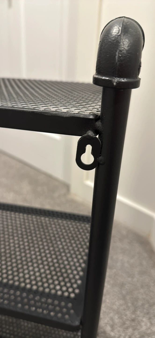 Black Metal 2-Tier Shelf with Hooks - photo 2