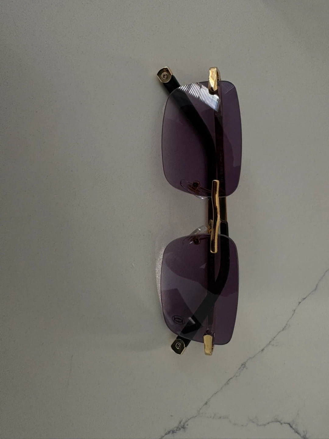 Cartier Sunglasses with Purple Lenses and Gold Trim