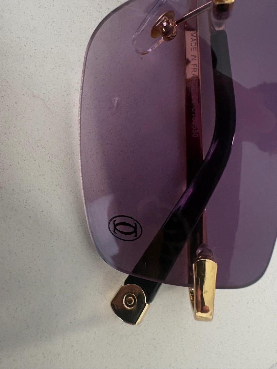 Cartier Sunglasses with Purple Lenses and Gold Trim - photo 2