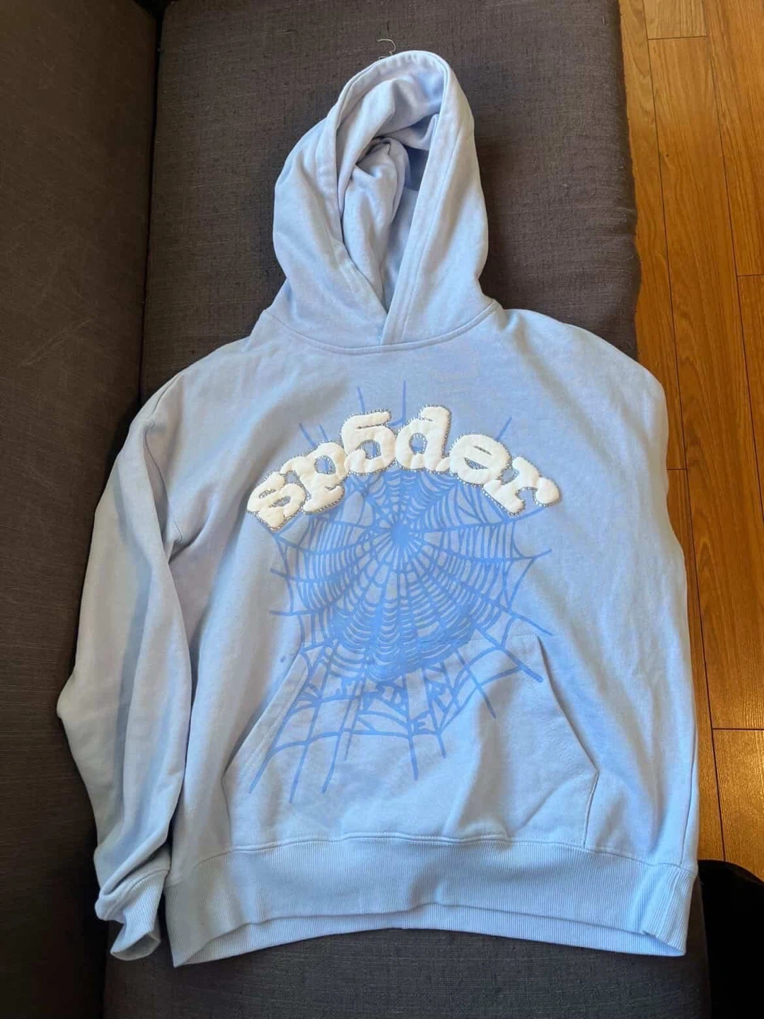 Spider Worldwide Hoodie Light Blue Size Medium
