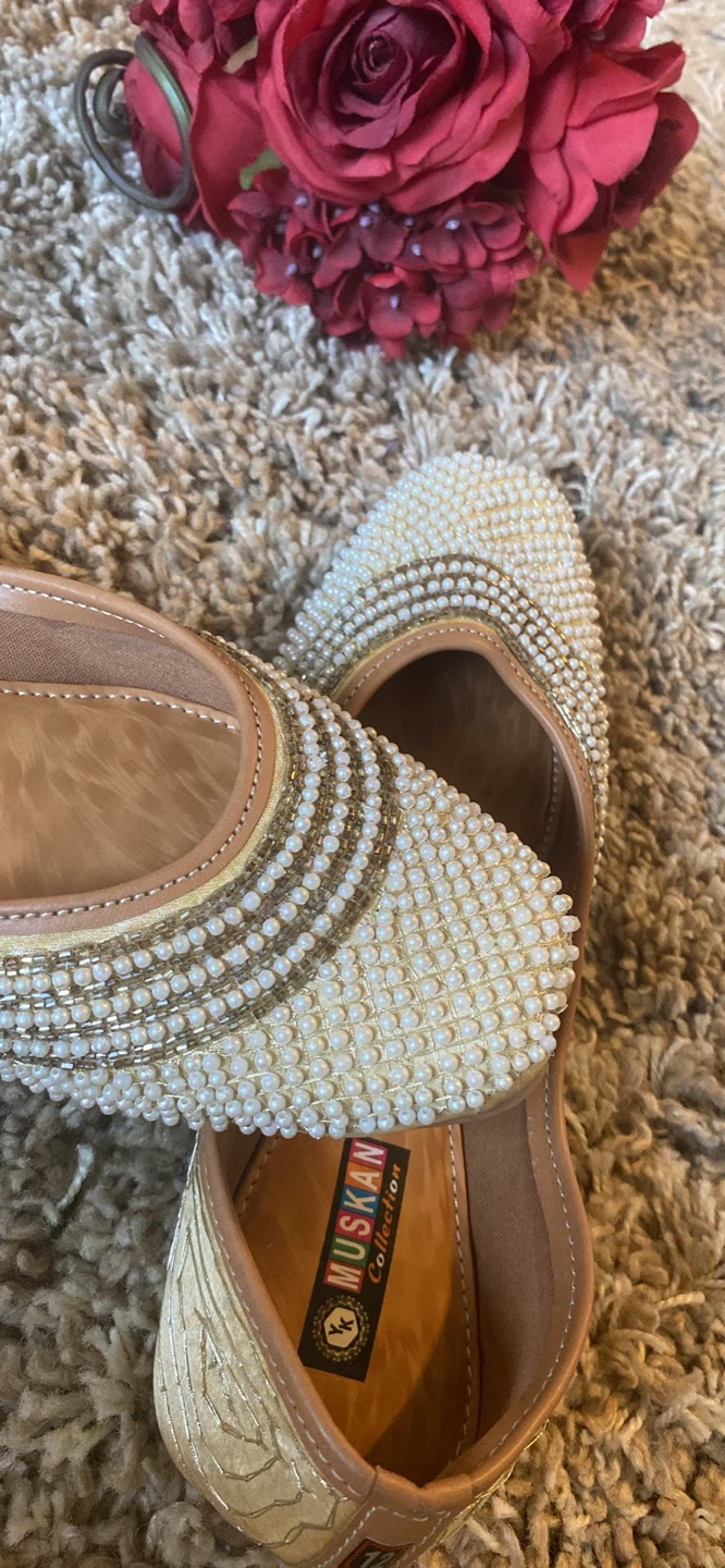 Muskan Collection Gold Beaded Flats - Size 12 - photo 2
