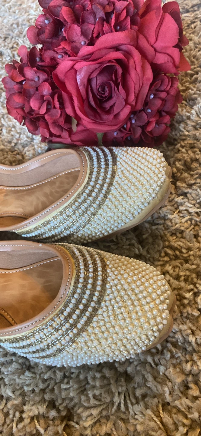 Muskan Collection Gold Beaded Flats - Size 12 - photo 4