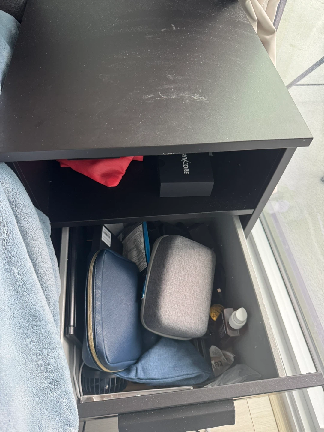 Black end table with drawer