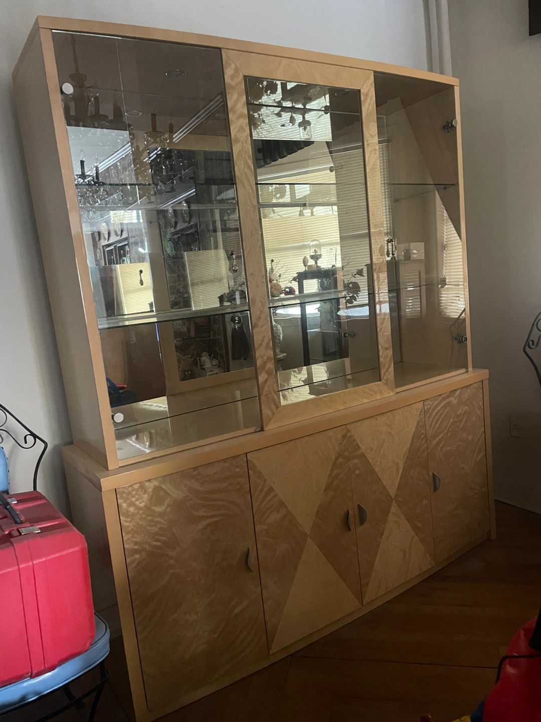 Wood Cabinet with Glass Display Top