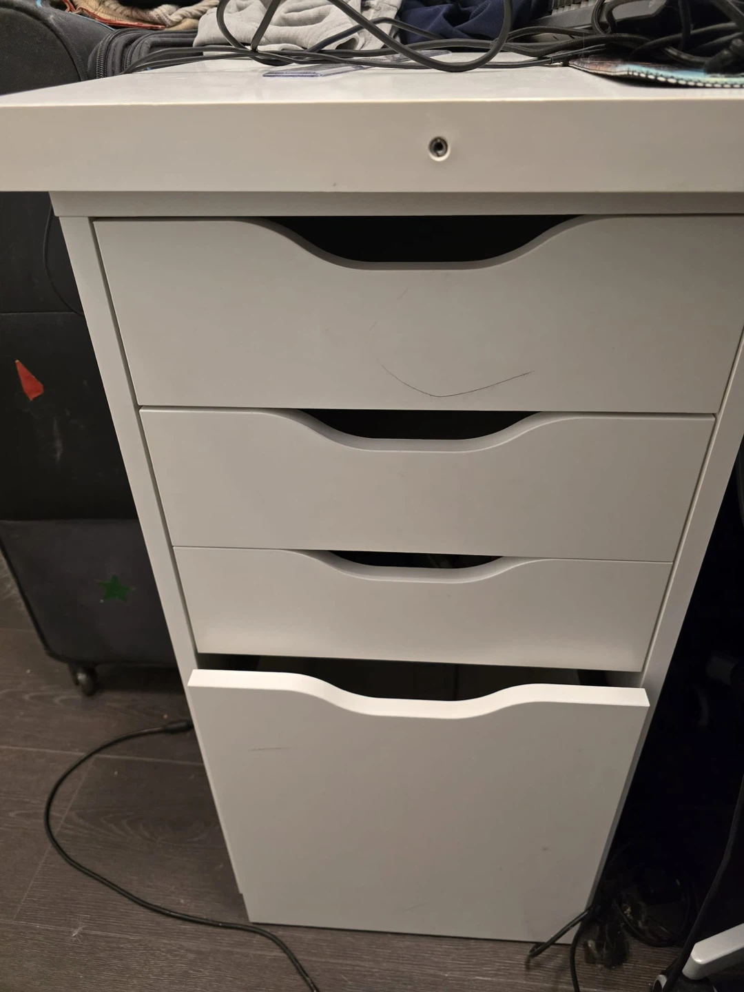 White IKEA Desk with Drawer Unit and office chair - photo 2