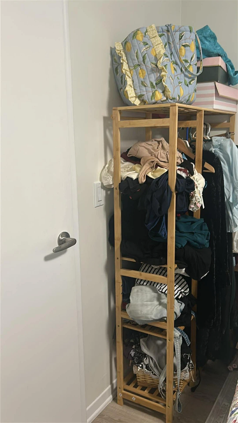 Bamboo Clothing Rack with Shelves - photo 5