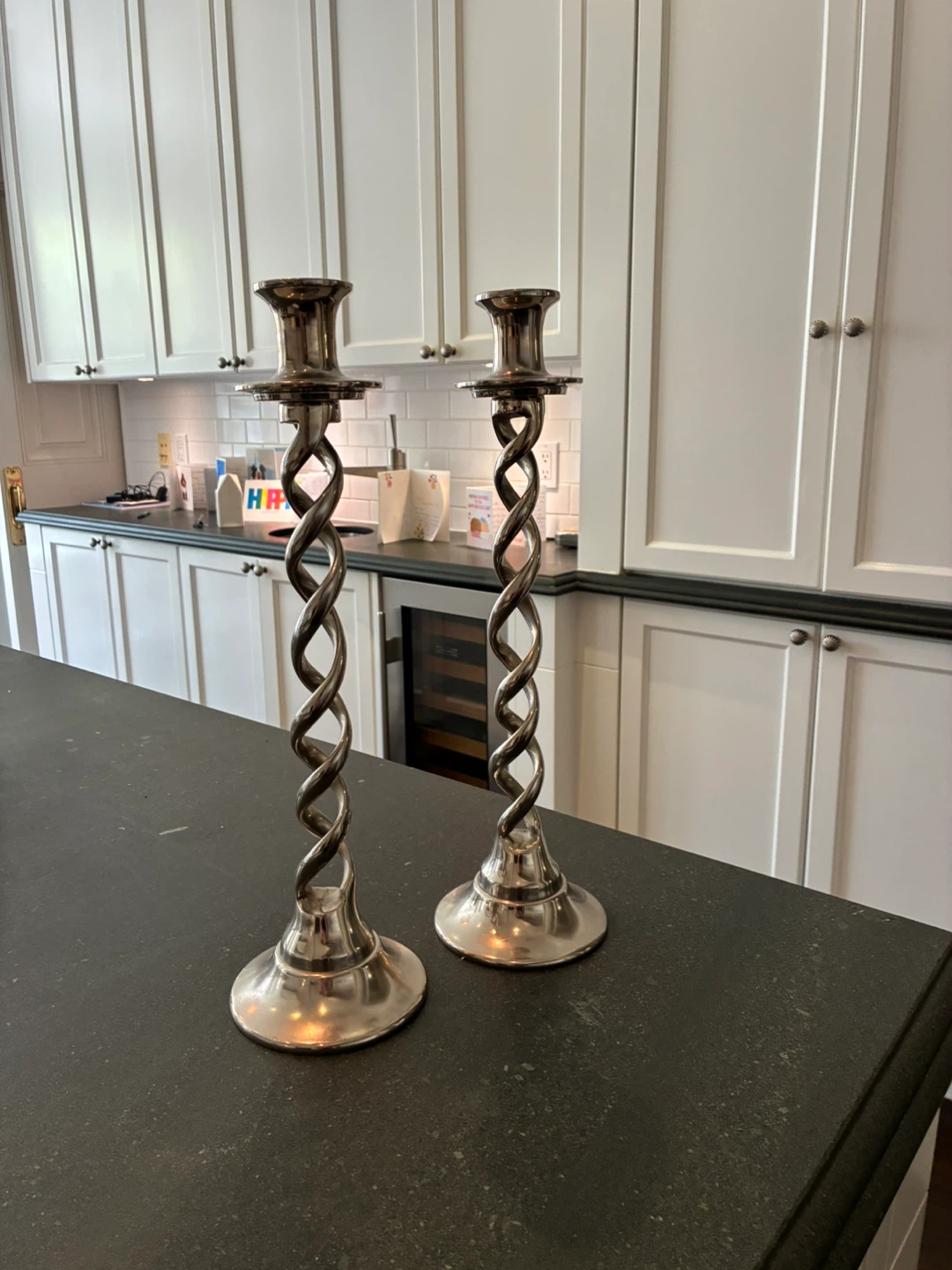 Lazy Susan Silver Twist Candlesticks (Set of 2)