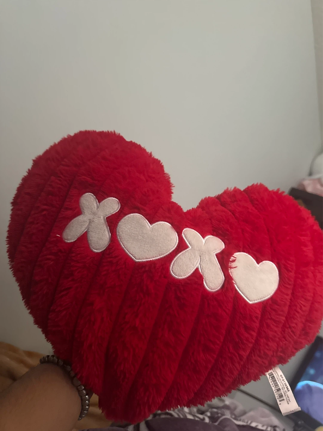 Red Heart Plush Pillow with XOXO Design
