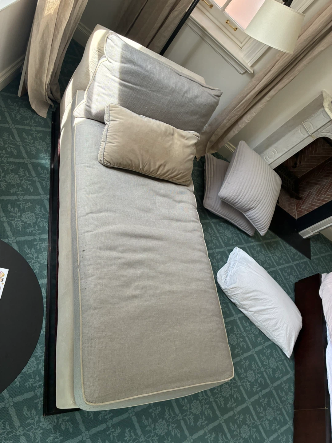Light Grey Chaise Lounge with Pillows