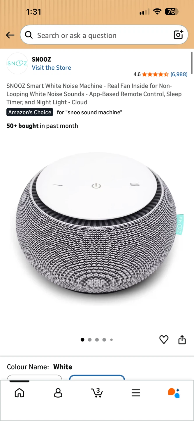 SNOOZ Smart White Noise Machine White - photo 2