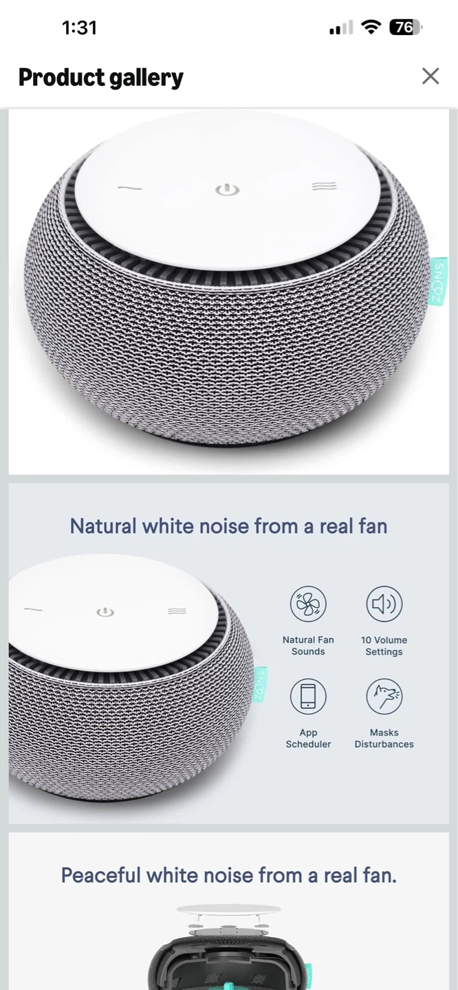 SNOOZ Smart White Noise Machine White - photo 3