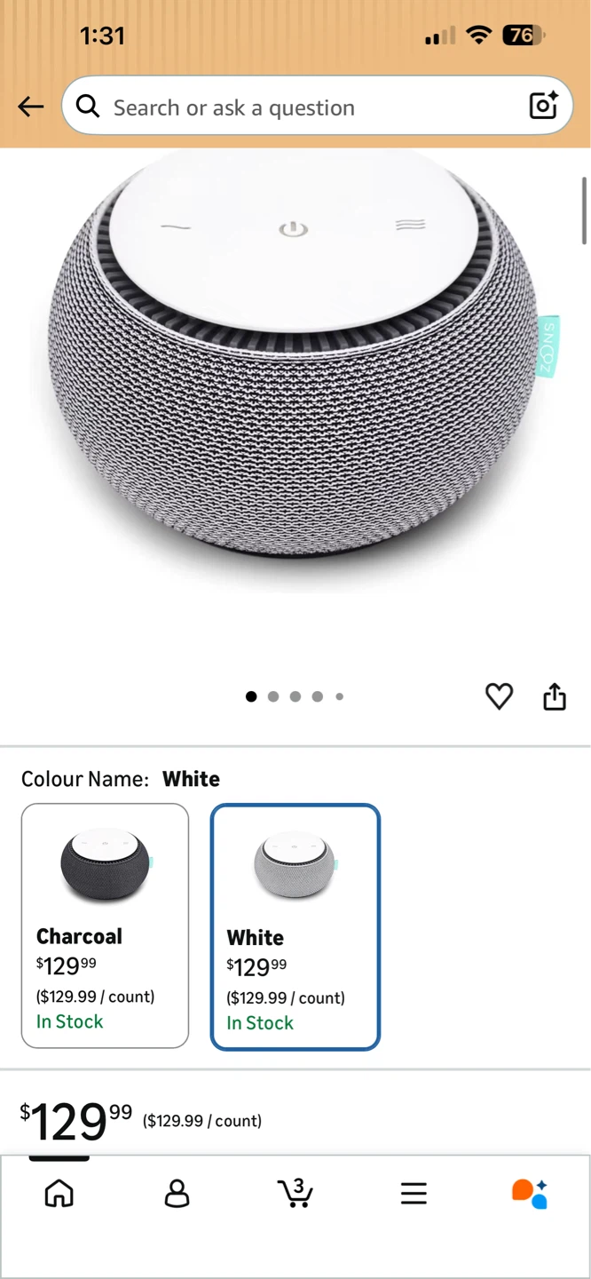 SNOOZ Smart White Noise Machine White