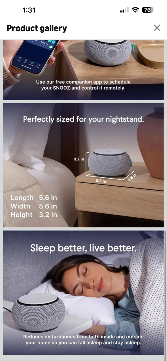 SNOOZ Smart White Noise Machine White - photo 5