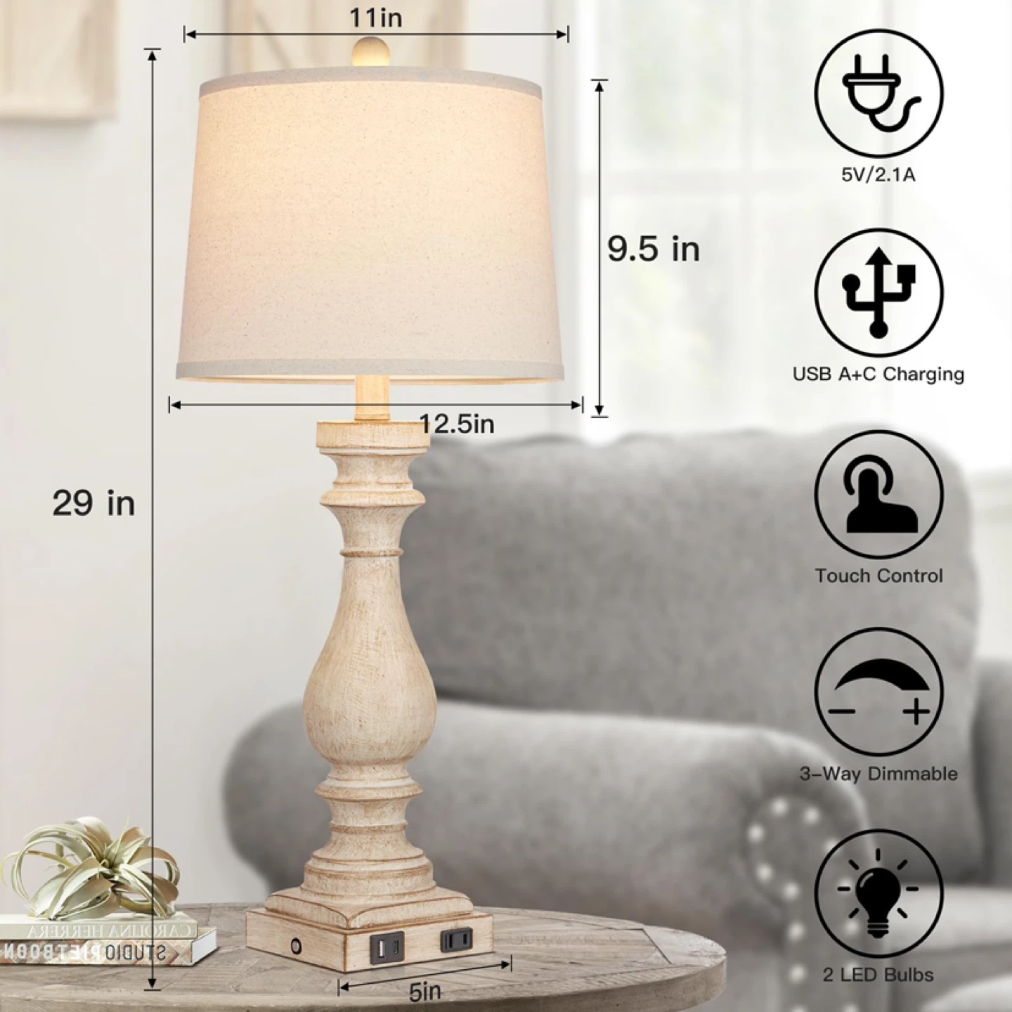 VintageTall Table Lamp Set of 2