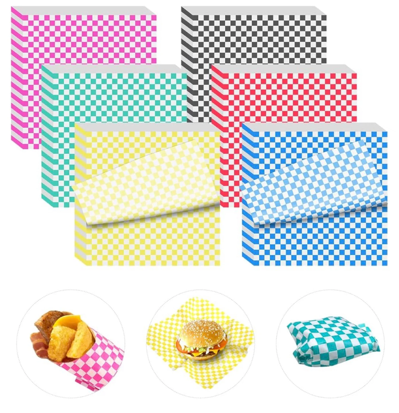Gingham Food Wrapping Paper Sheets - 240pcs-New - photo 3