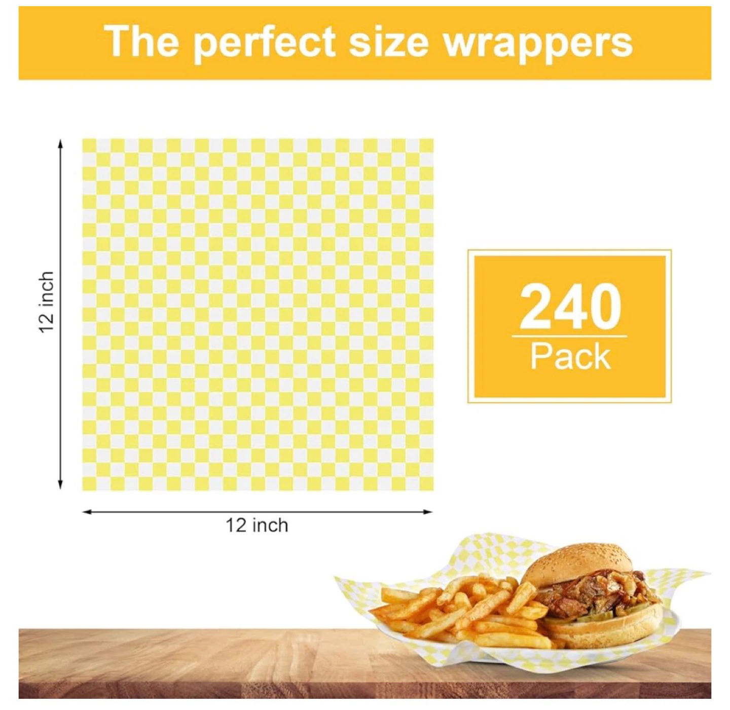 Gingham Food Wrapping Paper Sheets - 240pcs-New - photo 4