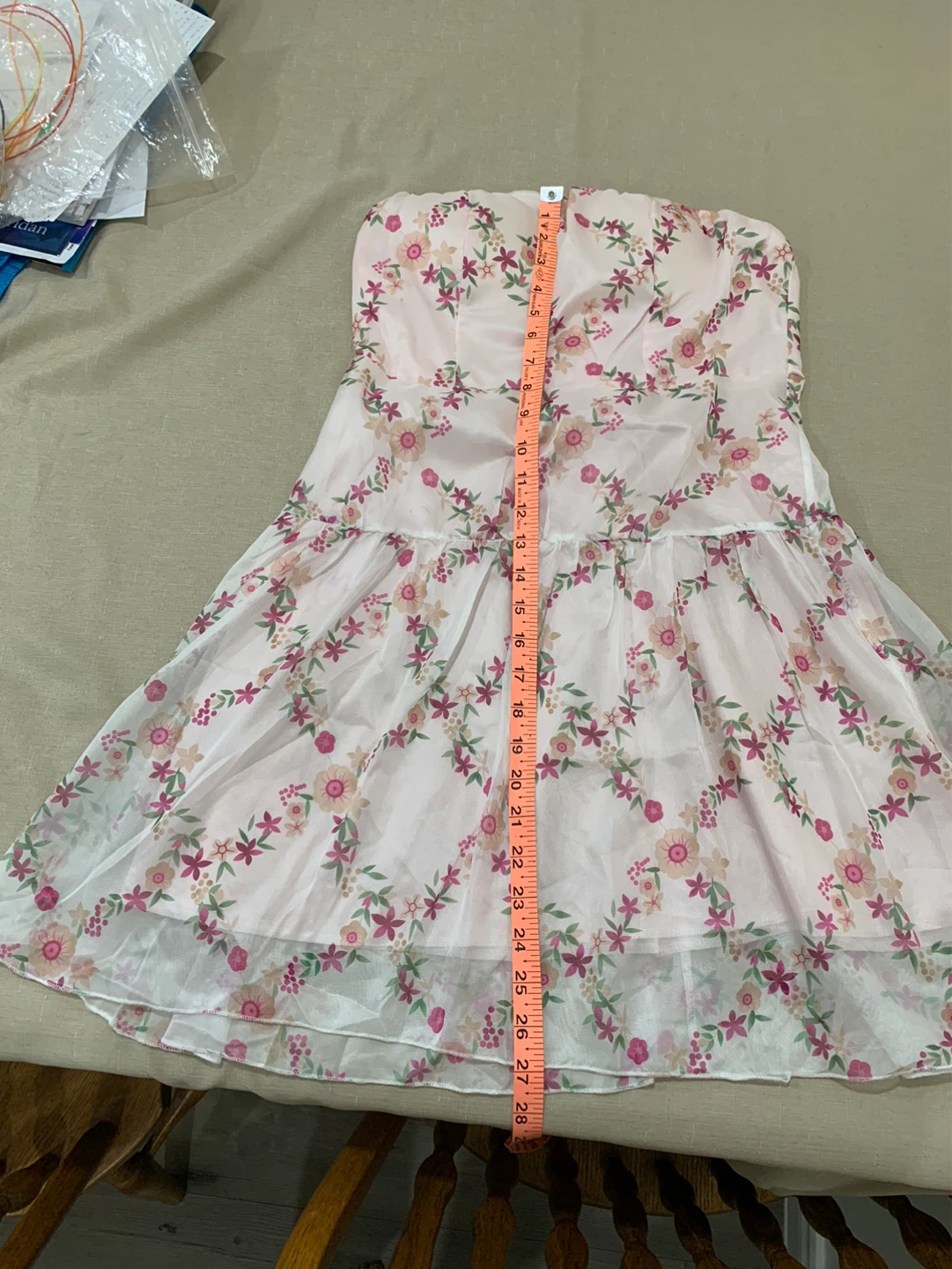 Pink Floral Strapless Mini Dress - photo 3