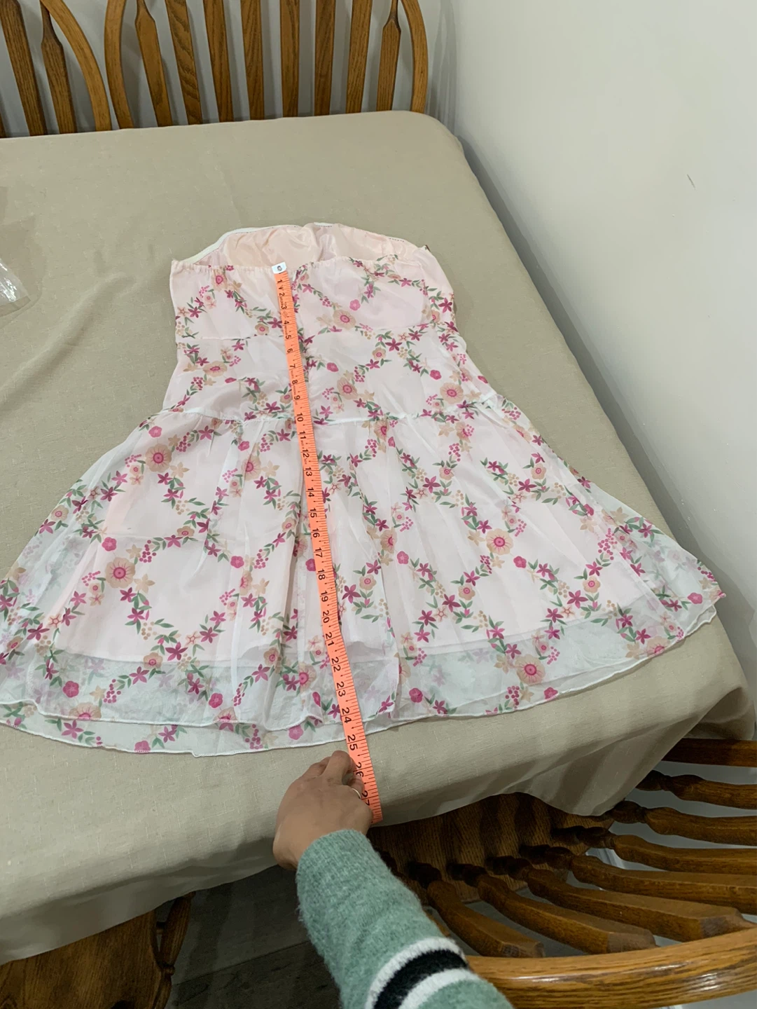 Pink Floral Strapless Mini Dress - photo 4