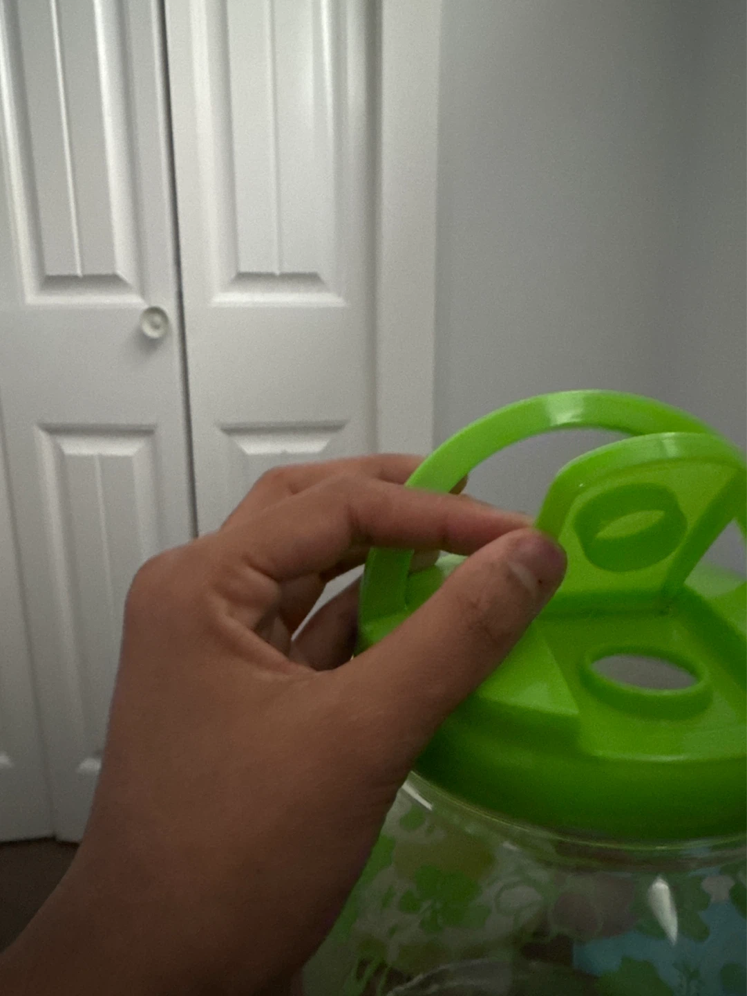 Glass Beverage Dispenser with Green Floral Design - photo 3