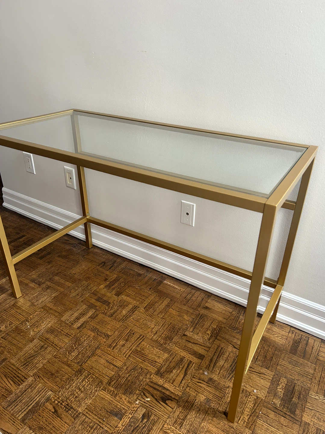 Gold Metal and Glass Console Table - photo 2