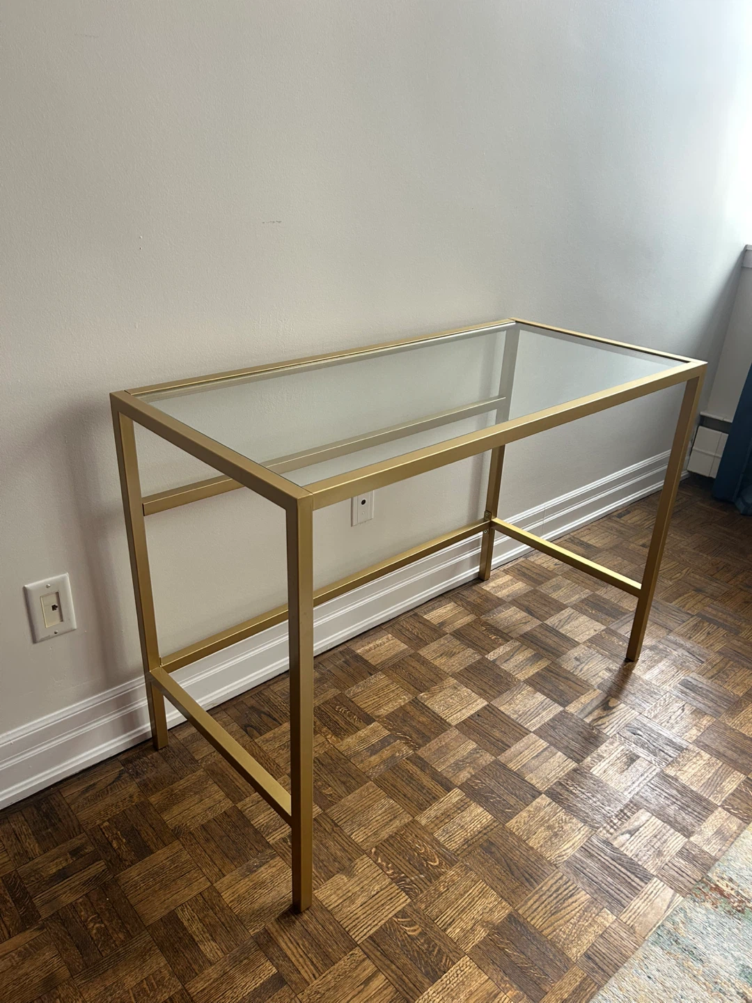 Gold Metal and Glass Console Table