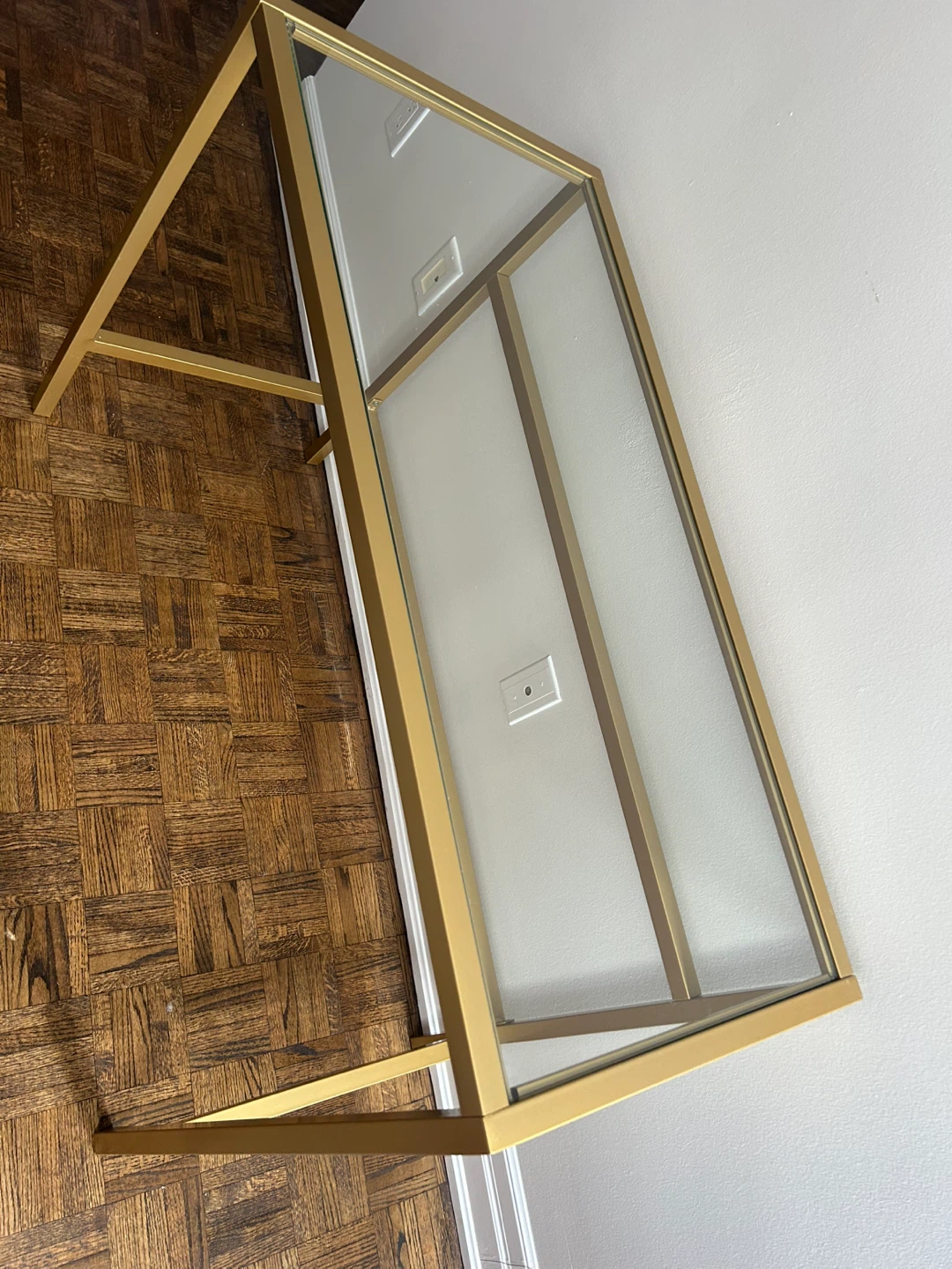 Gold Metal and Glass Console Table - photo 3