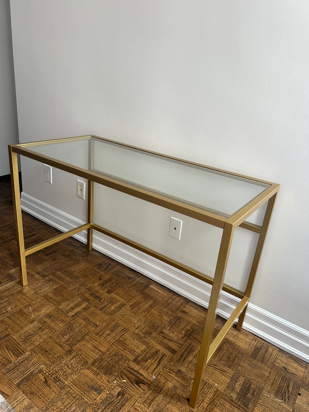 Gold Metal and Glass Console Table - photo 5