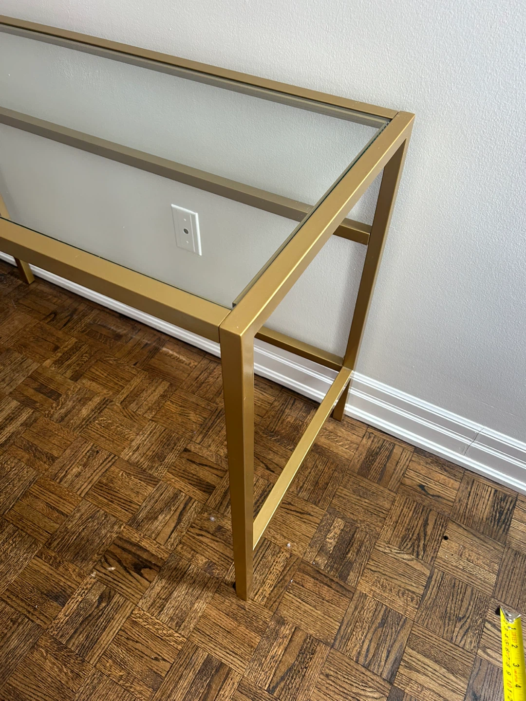 Gold Metal and Glass Console Table - photo 4