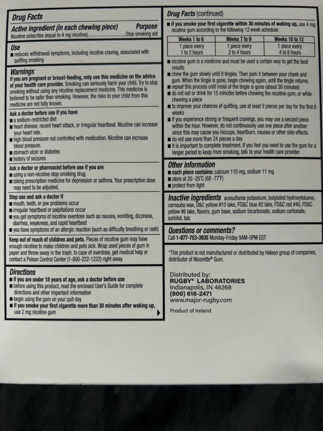 Rugby Nicotine Gum, 4 mg, 60 Pieces - photo 2