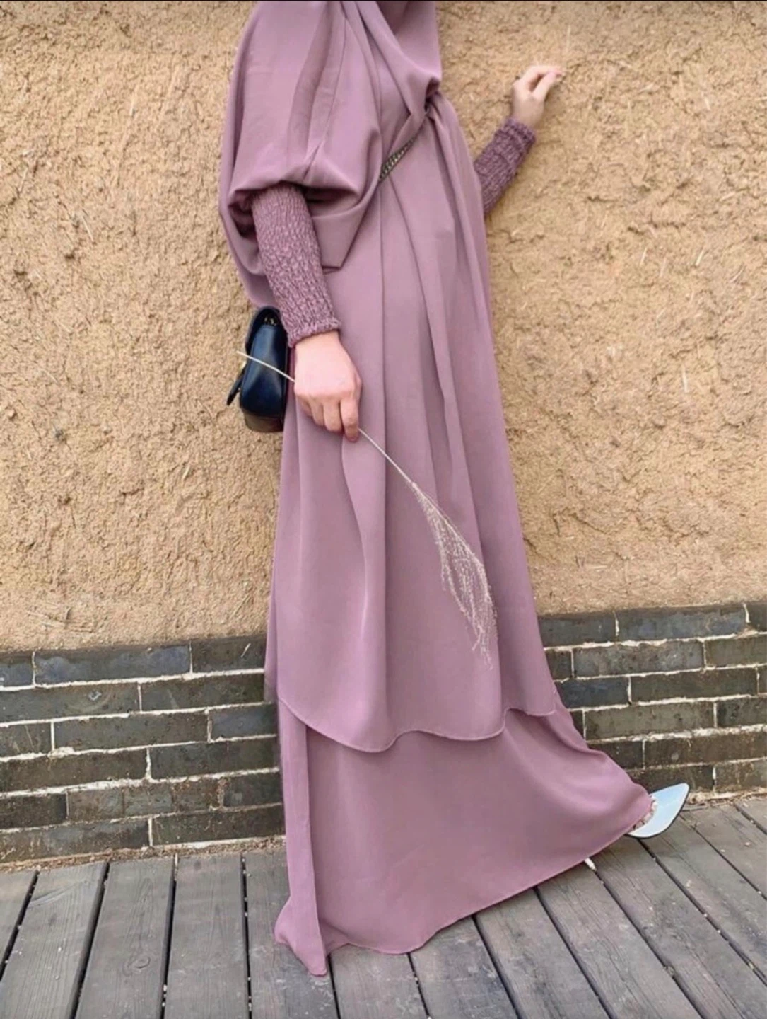 Women's Modest Abaya Set - Dusty Rose - photo 3