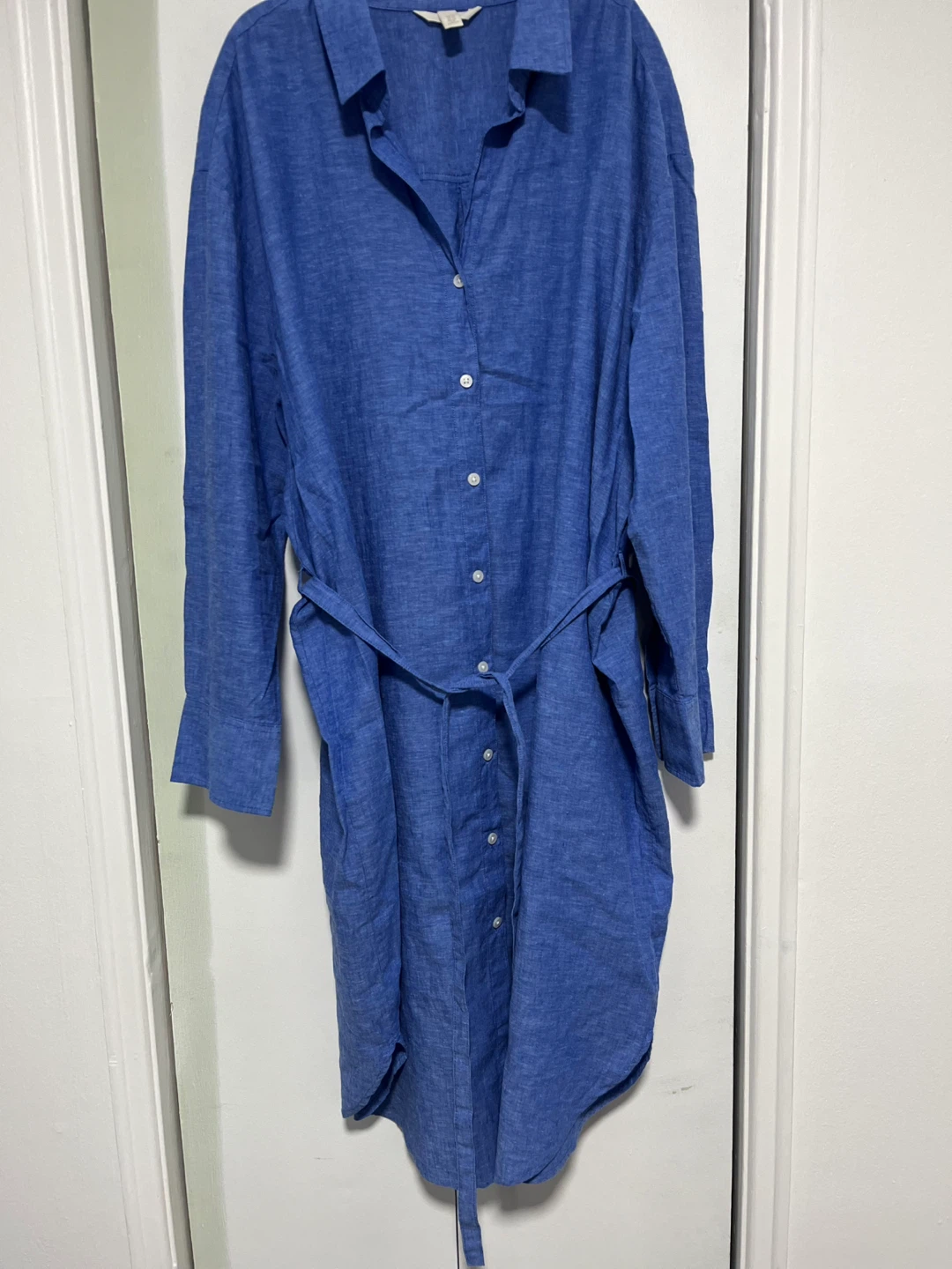 Blue Linen Shirt Dress with Belt - photo 2