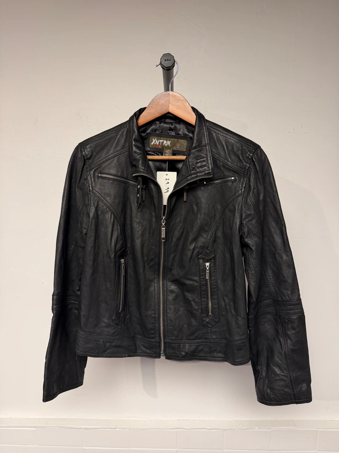 XNTRK Women's Black Faux Leather Moto Jacket - photo 2