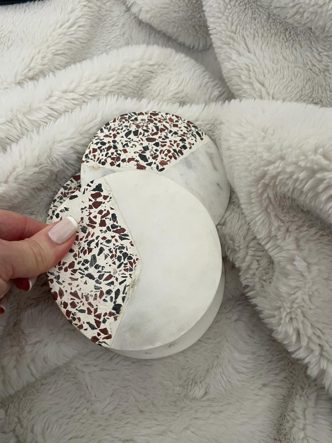 Set of 4 Round Terrazzo and Marble Coasters