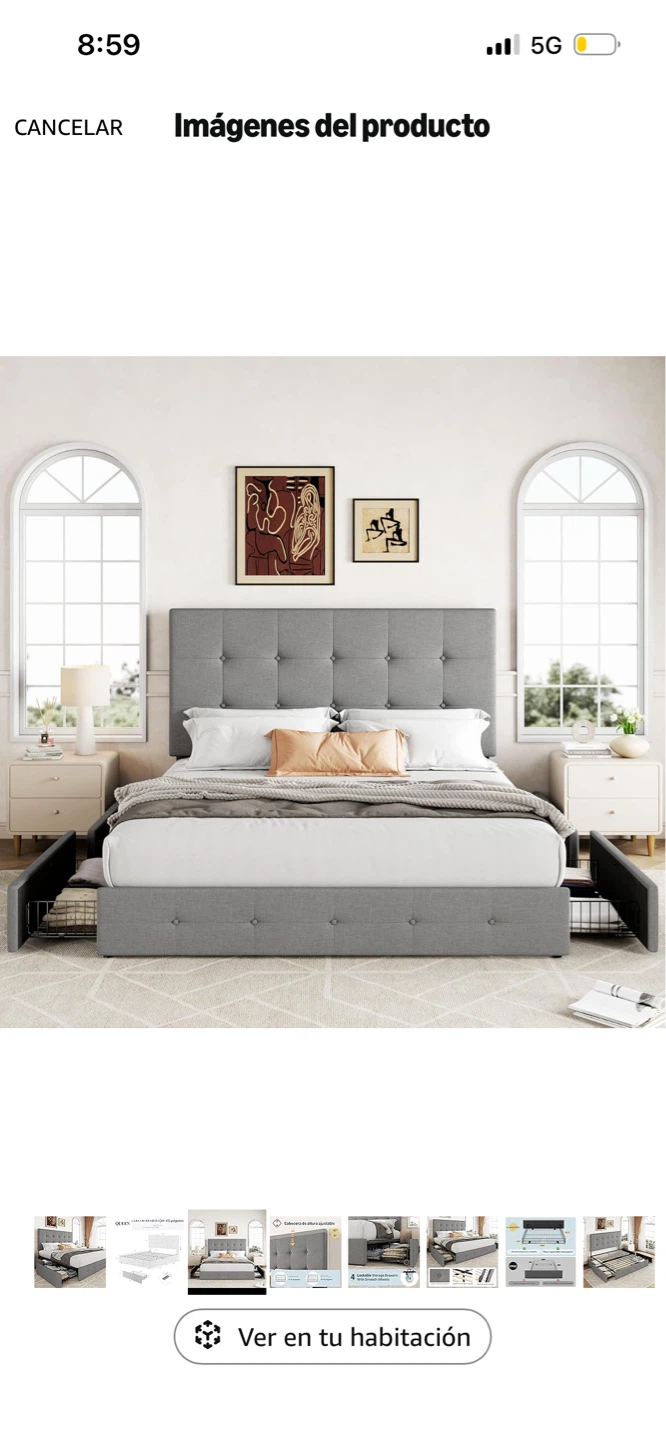 Tufted Upholstered Platform Bed Frame with Storage Drawers