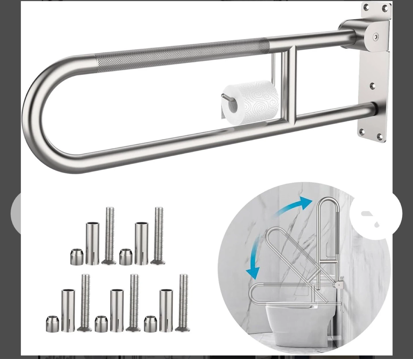 Toilet Grab Bar 22.4 Inch, Munzong U Shaped Anti-S