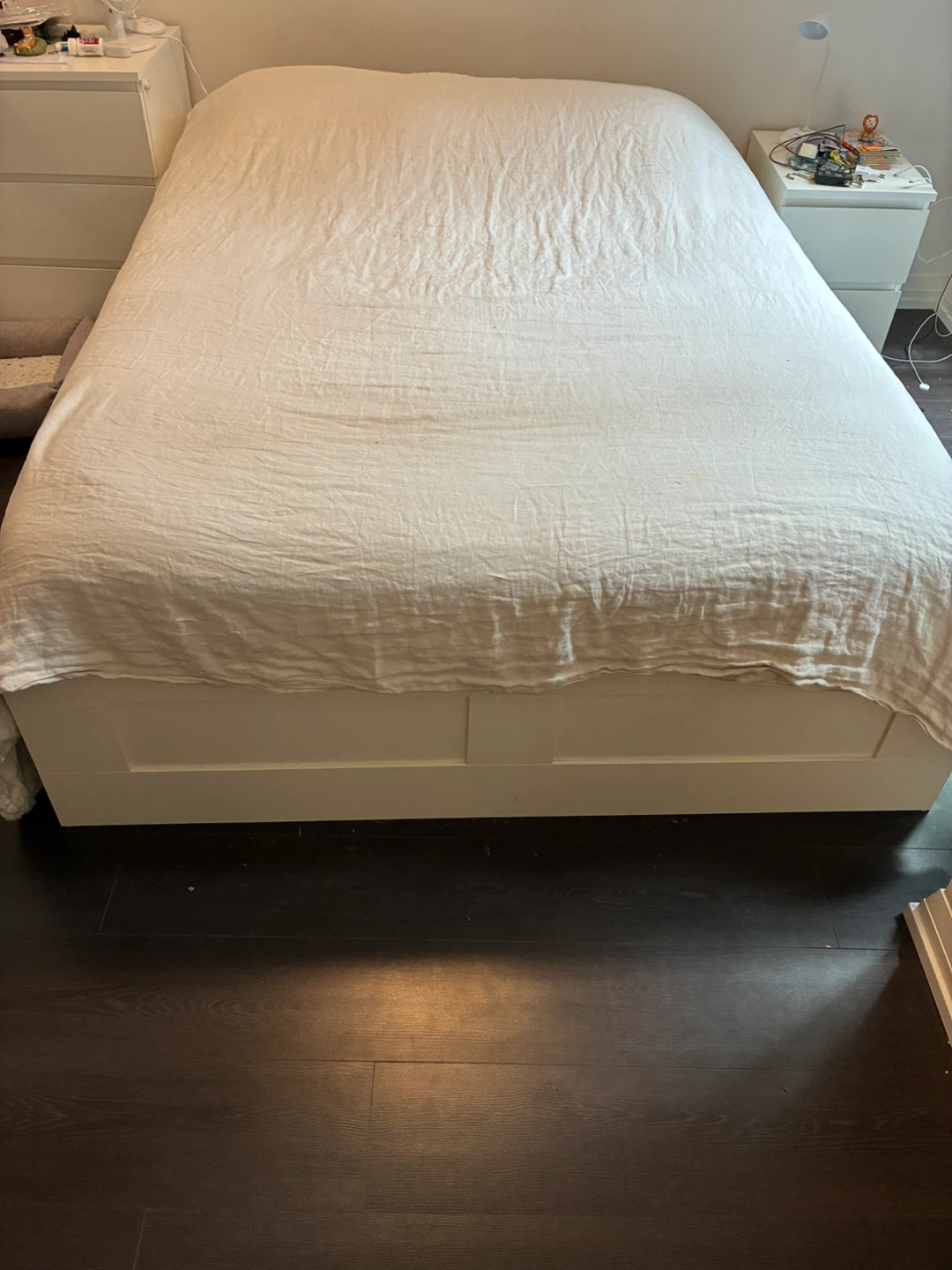 White Queen Bed Frame with mattress - photo 2