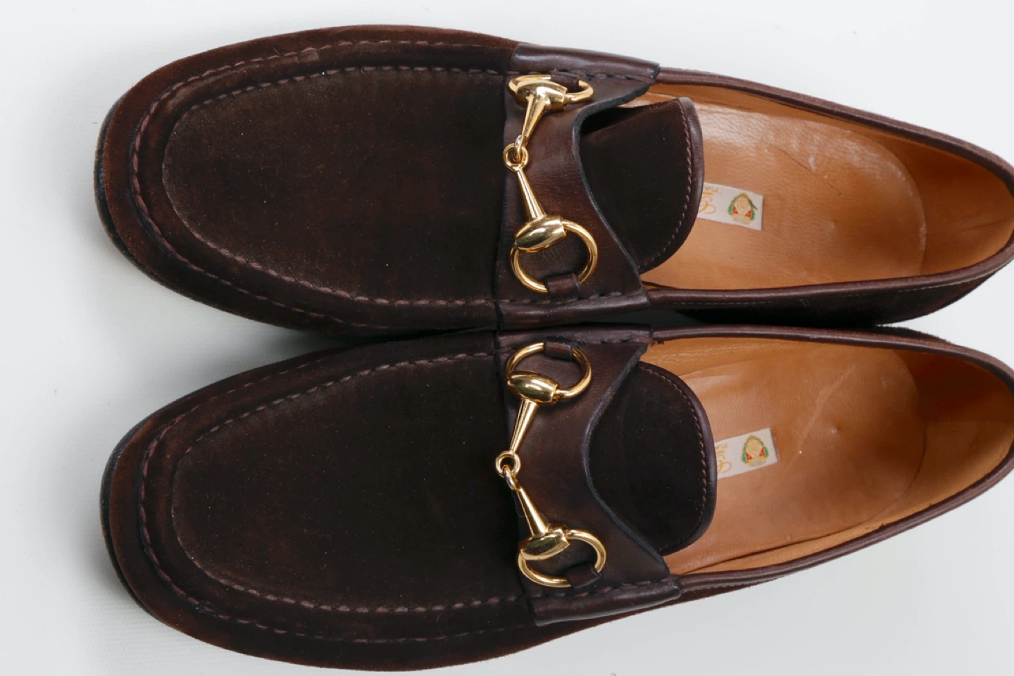 Vintage Gucci Brown Suede Loafers with Gold Horsebit Detail - photo 2