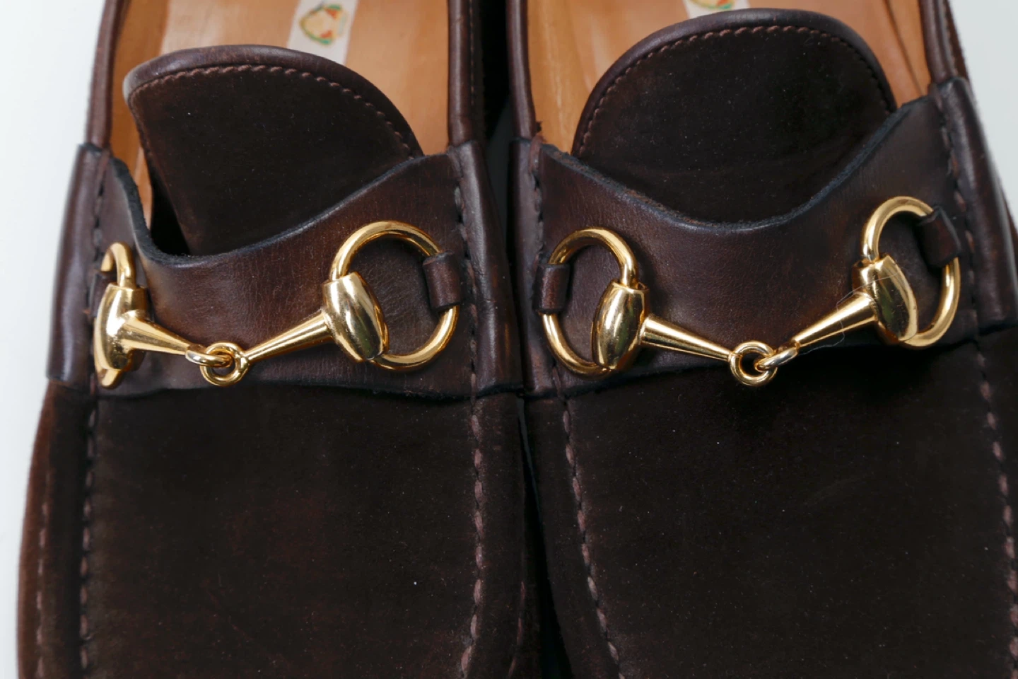 Vintage Gucci Brown Suede Loafers with Gold Horsebit Detail - photo 3