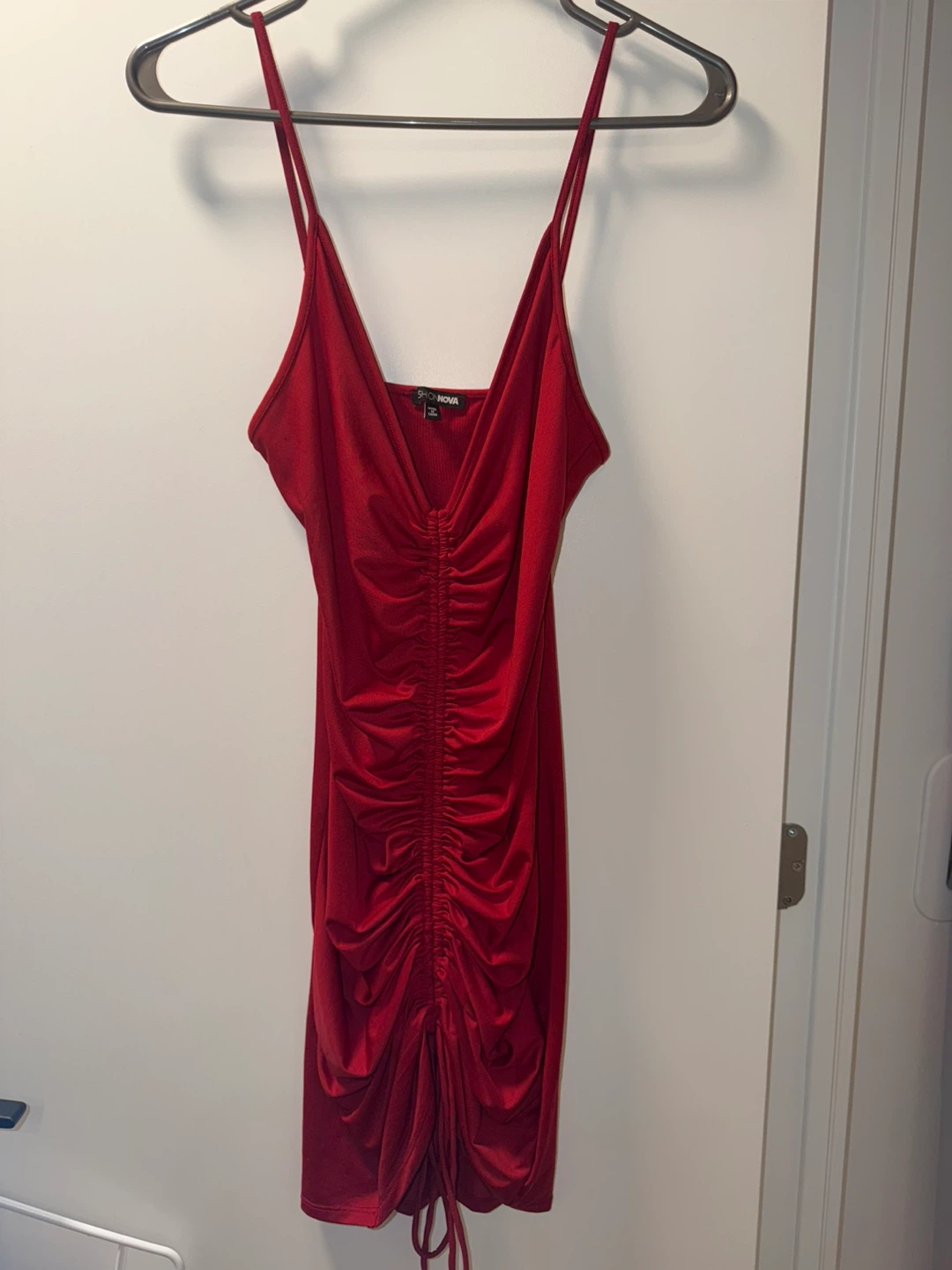 Fashion Nova Red Ruched Bodycon Dress