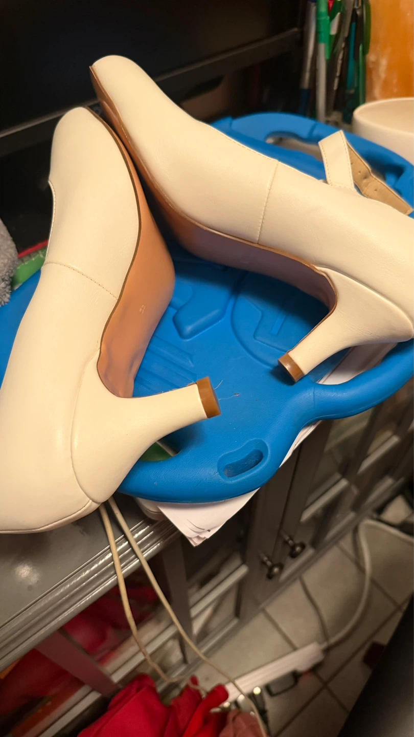 Women's White T-Strap Heels
