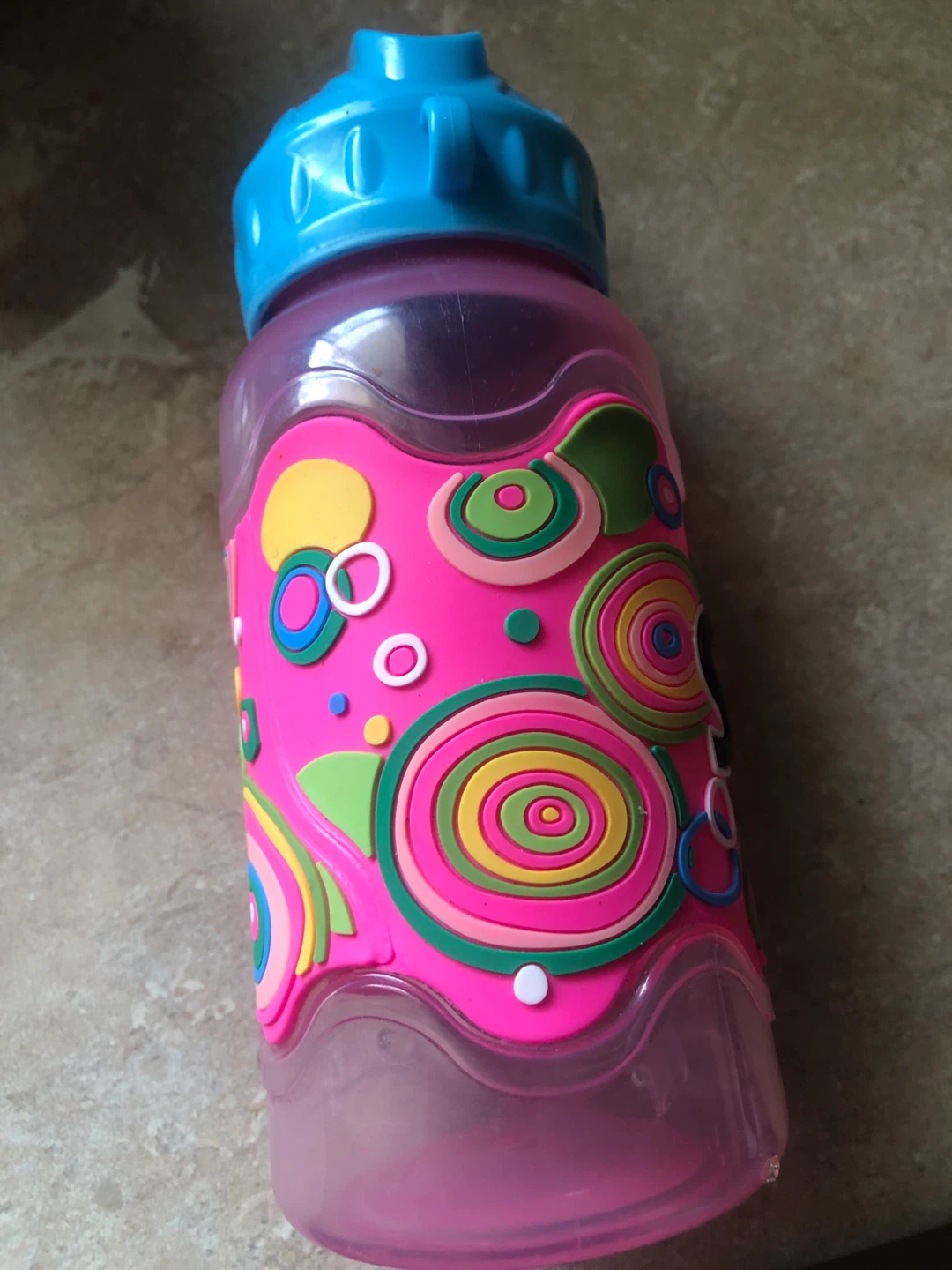 Pink and Blue Water Bottle with purple lid - photo 4
