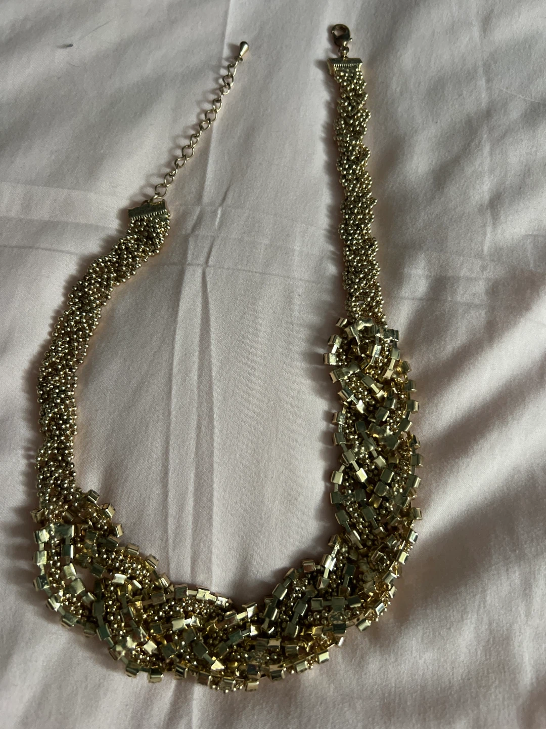 Gold-tone statement necklace with rhinestones - photo 2