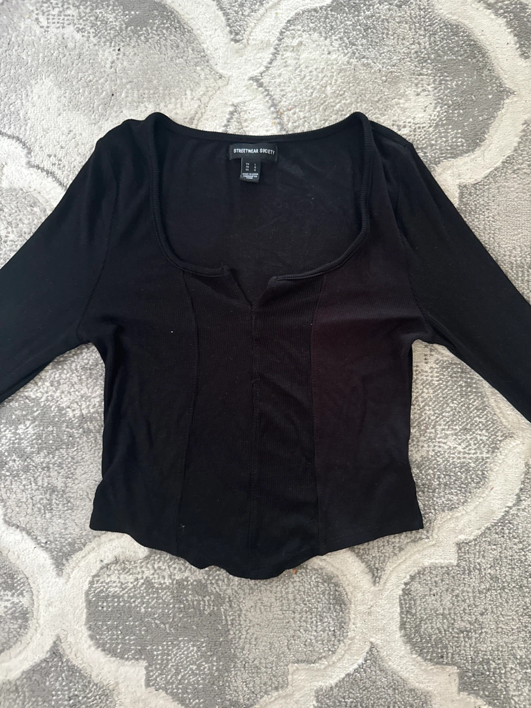 Streetwear Society Black Long Sleeve Top - Size L