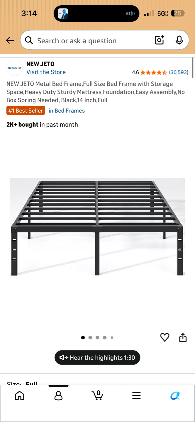 Metal Full Size Bed Frame Black 14 Inch - photo 2