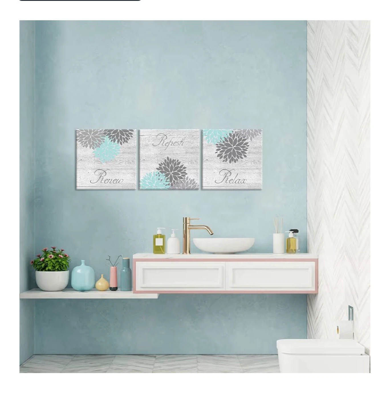Set of 3 Relax Renew Refresh Canvas Wall Art Prints - photo 2