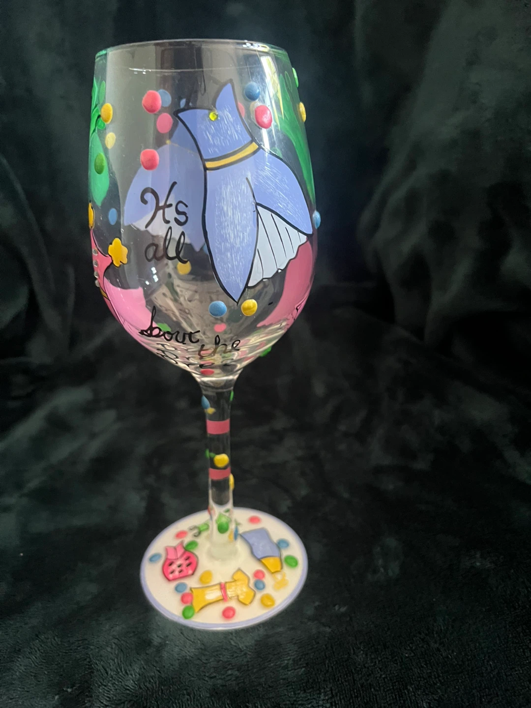 Hand-Painted Wine Glass with Dresses - photo 2