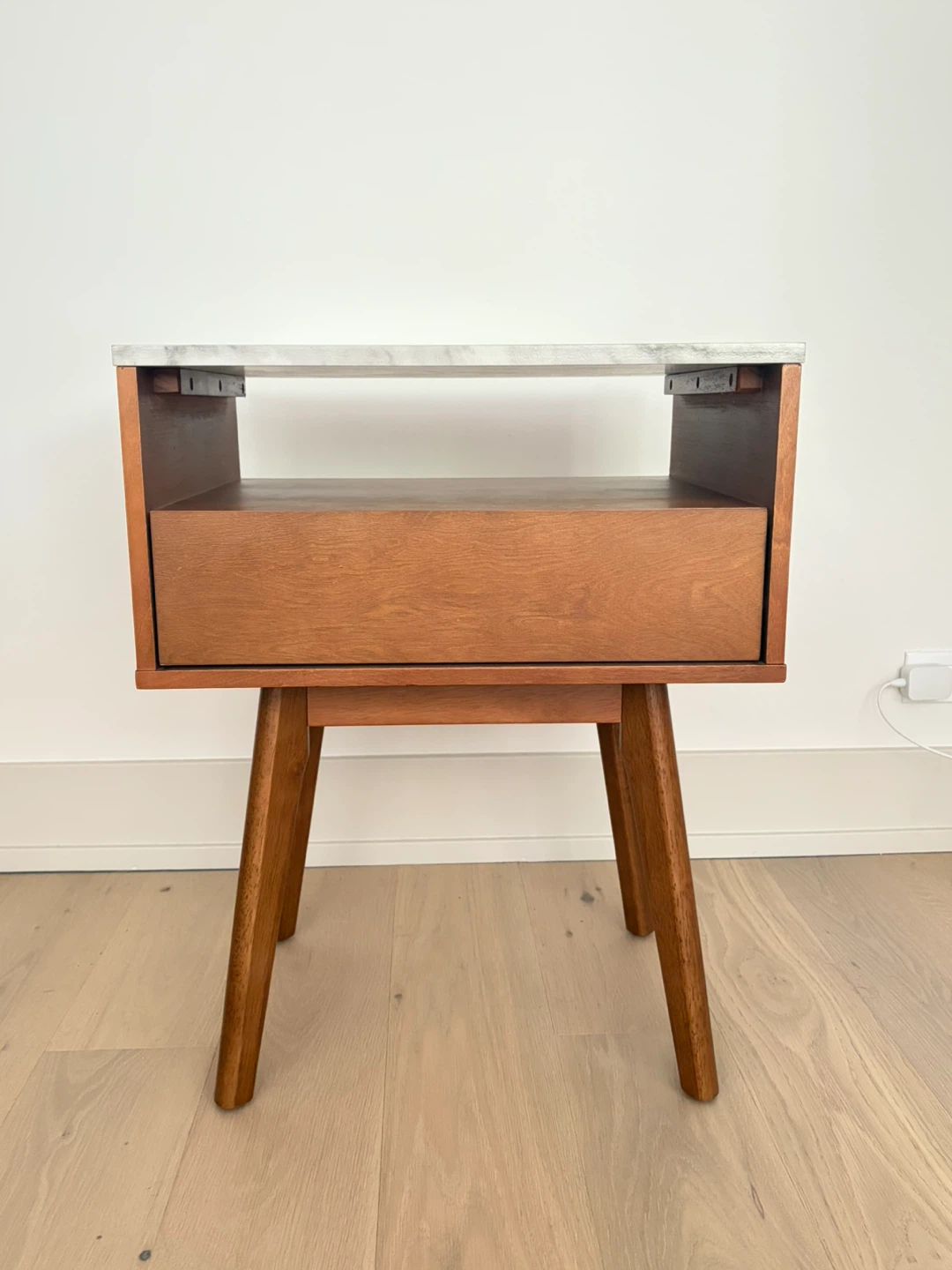 Mid-Century Nightstand/Side Table with Marble Top - photo 3