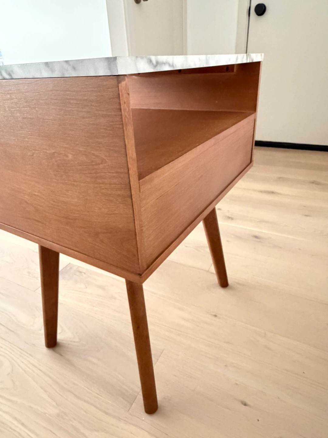Mid-Century Nightstand/Side Table with Marble Top - photo 5