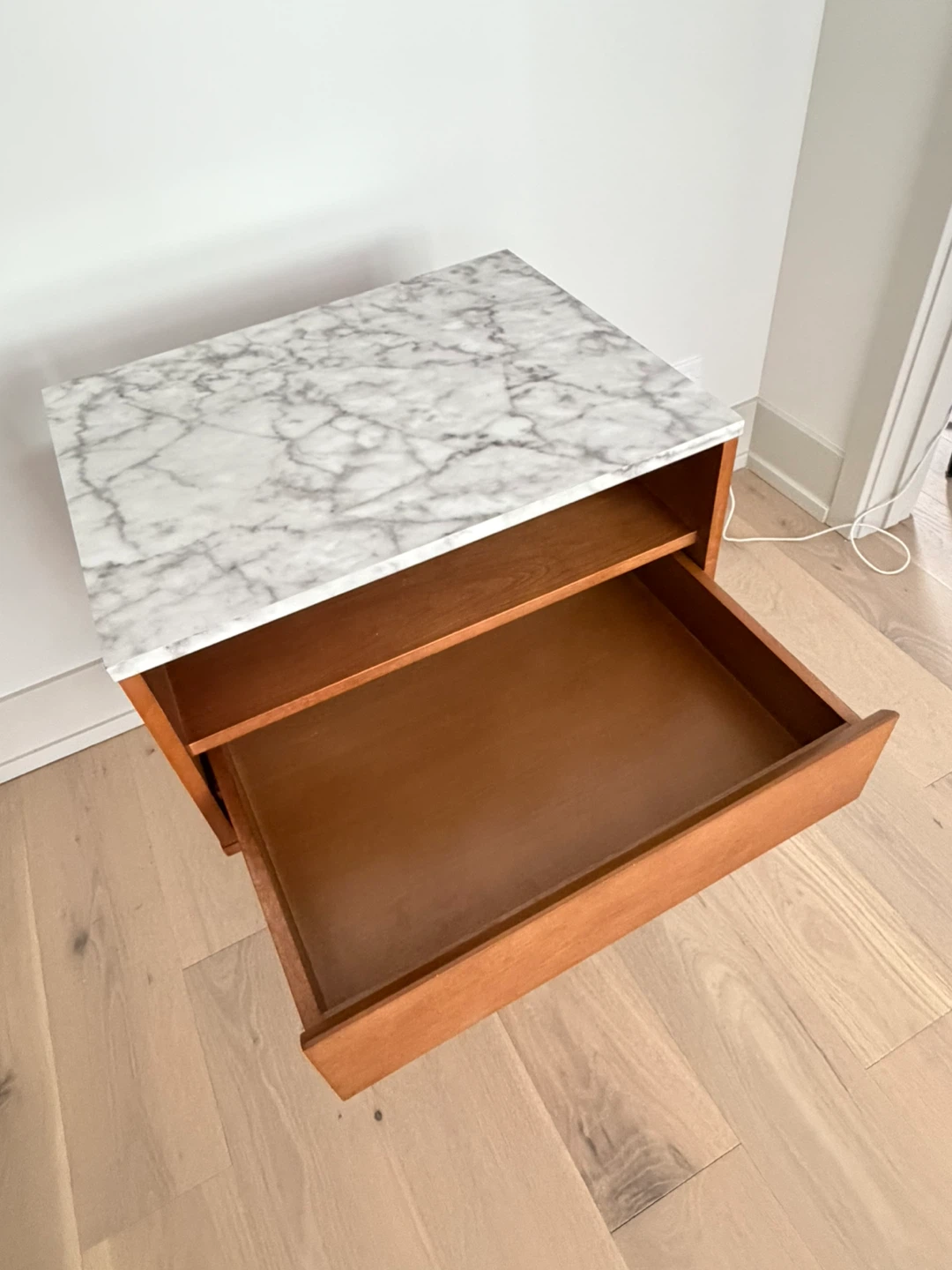 Mid-Century Nightstand/Side Table with Marble Top - photo 4